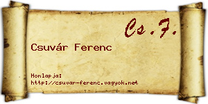 Csuvár Ferenc névjegykártya